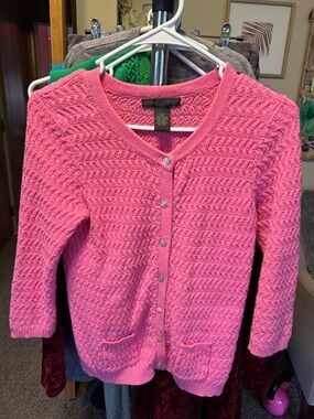 Preswick & Moore Pink Knit Button-Front Sweater